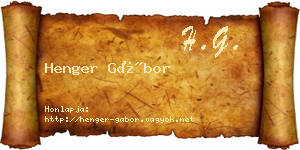 Henger Gábor névjegykártya